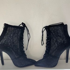 SHEIN black lace up lace heels size 7 new